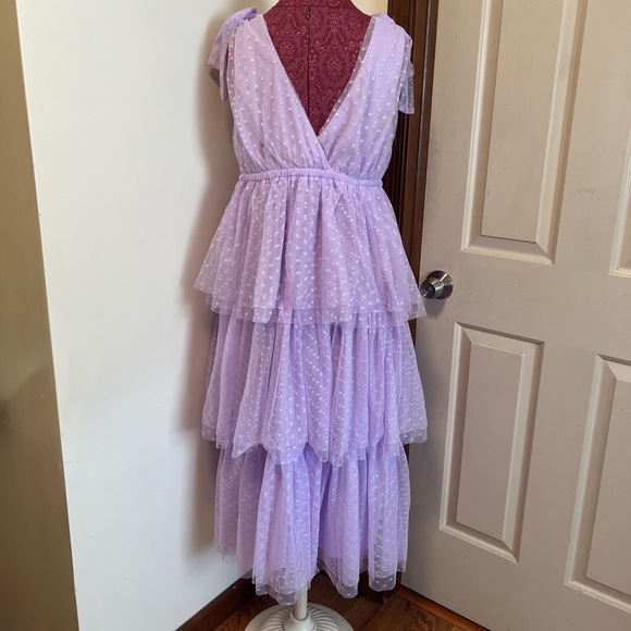 Lilac tiered maternity dress XL - Picture 2 of 5